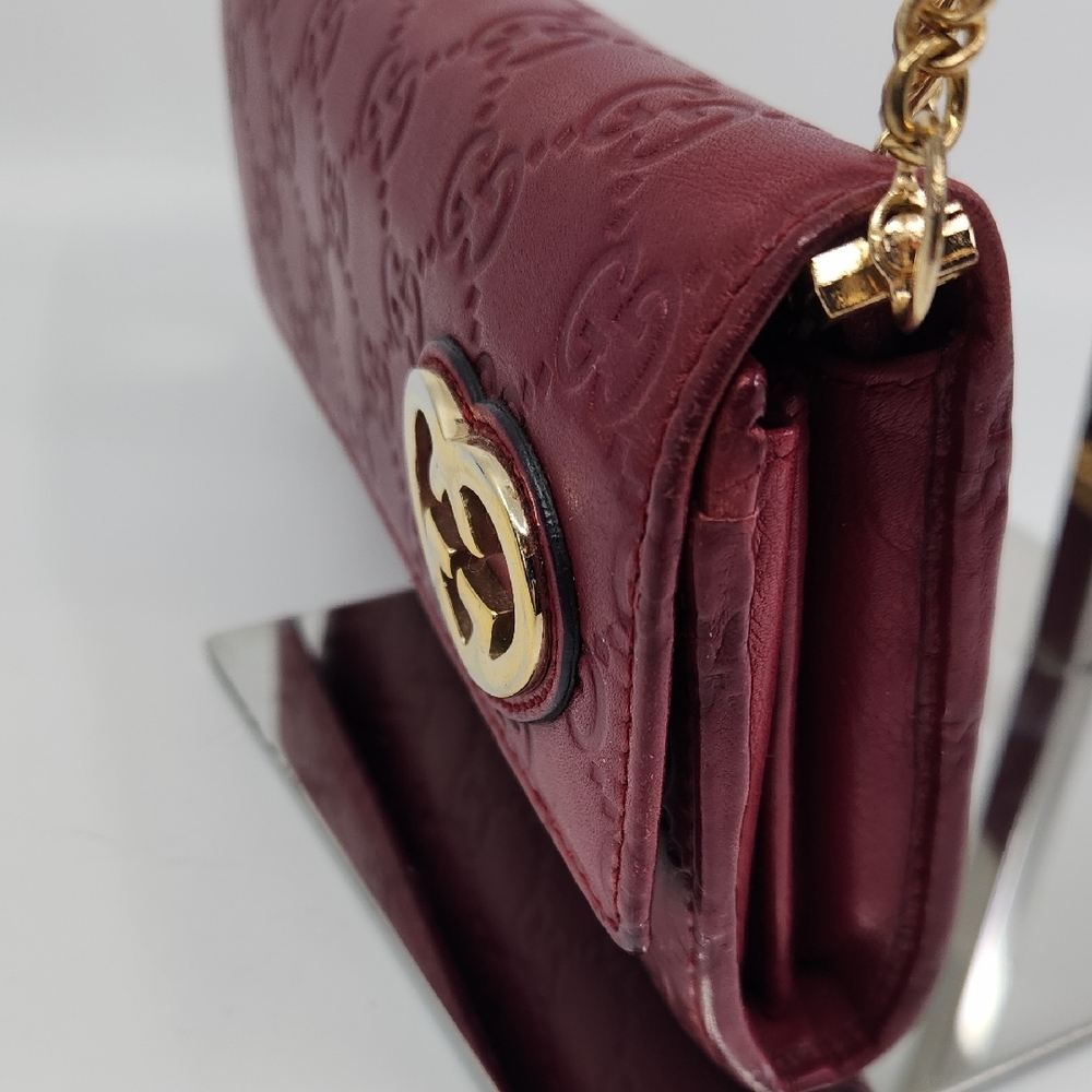 Gucci Vintage Guccissima Heart Leather Wallet with Nonbranded Insert and Chain